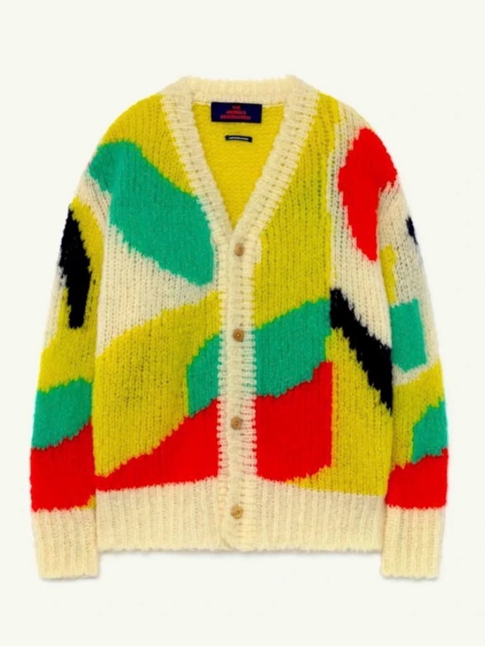 The Animals Observatory Artsy Raccoon Cardigan Sweater in Multi Color, size 8